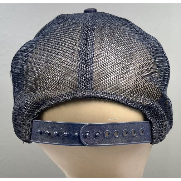 VTG NISSIN Navy American Flag Eagle Leaf Embroidery Snapback Mesh TRUCKER CAP - Picture 4 of 8